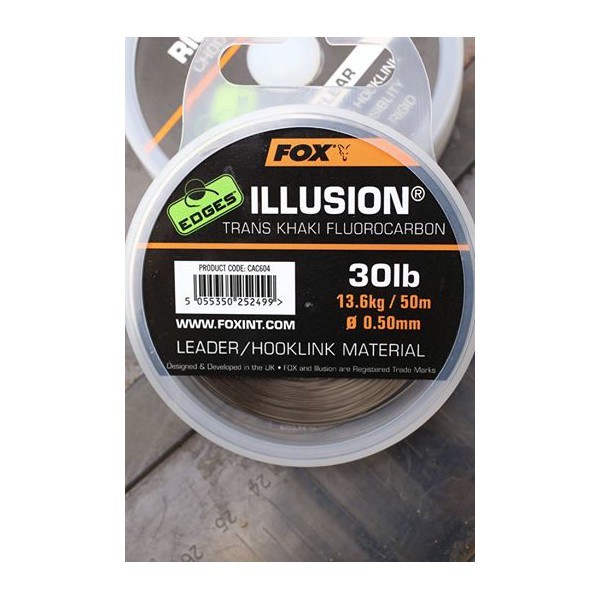 Fox Edges Illusion Tranks Khaki Fluorocarbon 50m Spool 30lb