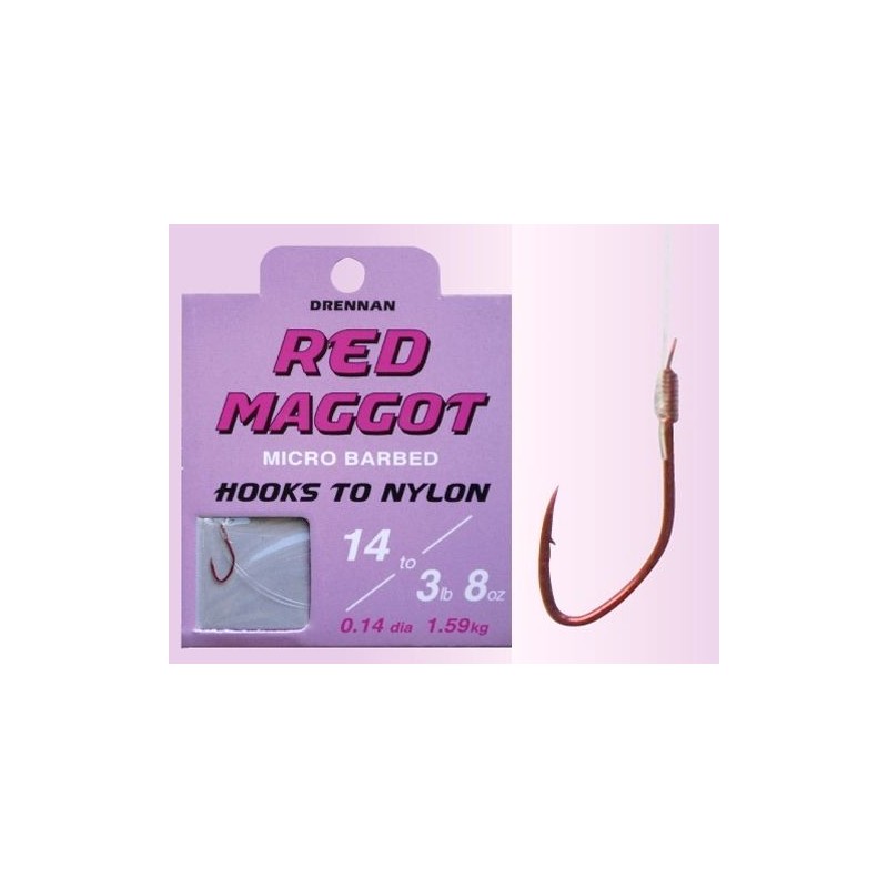 Lavender Tackle Drennan NEW Red Maggot Hooks To Nylon *All Sizes Available* 