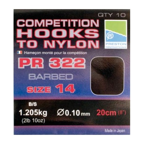 Leaders PRESTON Competition hooks PR322 20cm n°16 0.09mm