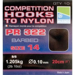 Bas de ligne PRESTON Competition hooks PR322 20cm n°20 0.08mm
