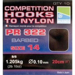 Bas de ligne PRESTON Competition hooks PR322 20cm n°20  0.08mm