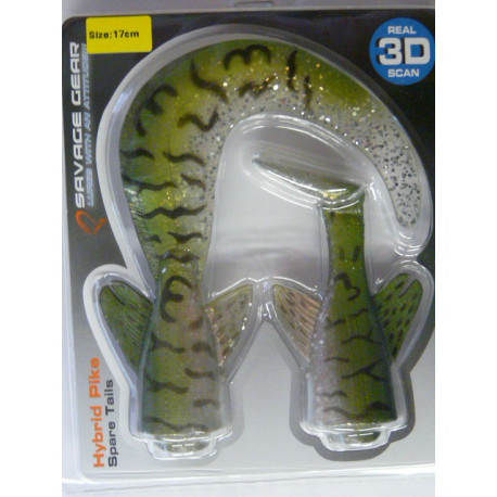 Leurre SAVAGE GEAR 3D LB Hybrid Pike 17cm Spare Tail Kit 07-Green Silv