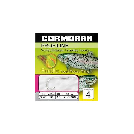 Bas de ligne CORMORAN Truite n°4 0.26mm  70cm 10pcs