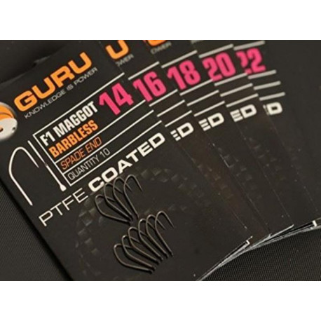 Hooks GURU F1 Maggot spade end Barbless n°18