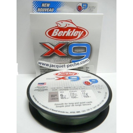 Tresse BERKLEY X9 150m 0.06mm 6.4 kg Peu Vis Vert