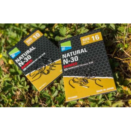 PRESTON Natural N-30 hooks with barb - N°12