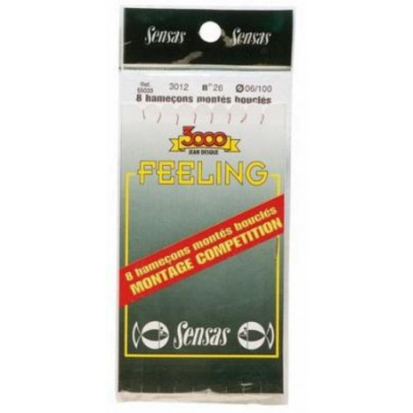 Mounted hooks SENSAS 3012 red 0.7mm - N°22