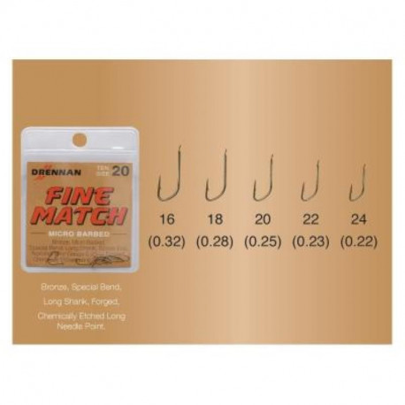 DRENNAN Fine match hooks N°22 with micro barb