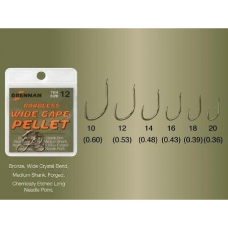 Hameçons DRENNAN Wide gape pellet sans ardillons N°10