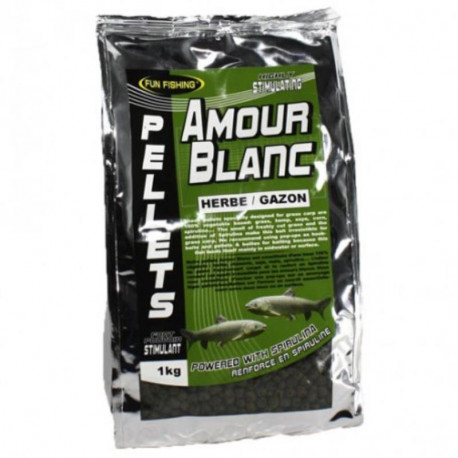 Pellets FUN FISHING Herbe/Gazon - Spècial amour blanc - 6mm - 700Gr