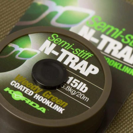 Covered braid KORDA Semi stiff N-Trap - 15Lb/6.8Kg - Weedy green - 20M