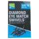 Emerillions baril PRESTON Diamond eye match swivel - taille 14