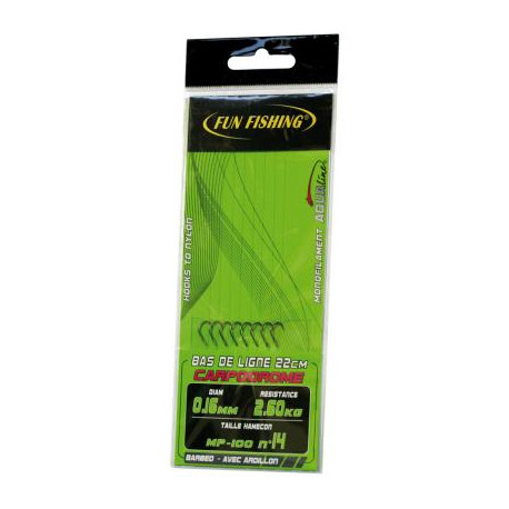 Hameçons montés FUN FISHING MP100 - Hameçons de 12 - 0.18mm/3.1Kg - 22