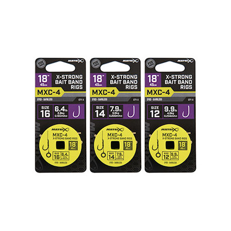 Bas de ligne MATRIX MXC-4 X-Strong Bait Band Rigs 45cm/18ins H14-0.20m