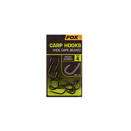 FOX Carp Hooks Wide Gape Beaked Micro Barbed Hooks Size 4