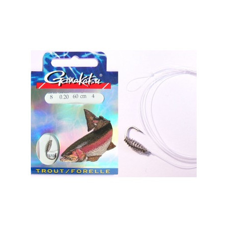 Bas de ligne GAMAKATSU Pâte à truite 3610N + ressort n°4 0.25mm 100cm