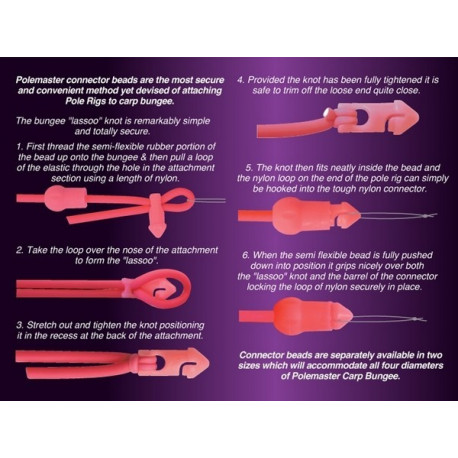 POLEMASTER Bungee Connectors Large for elastics - 1 pink and 1 red