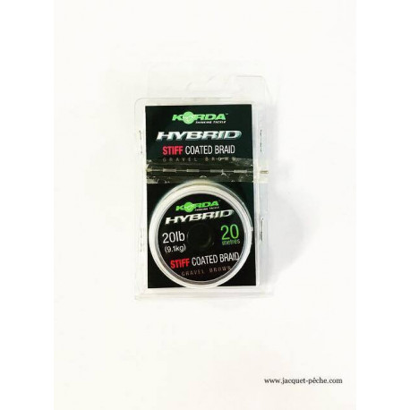 Tresse KORDA Hybrid Stiff coated braid gravel brown 20Lbs 20m