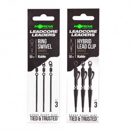 Leadcore leader KORDA ring swivel weed- 50cm- X3