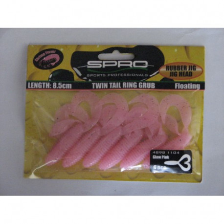 Leurre SPRO Twin tail ring grub 8.5cm  Glow pink