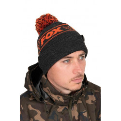 Bonnet FOX bobble hat black/orange