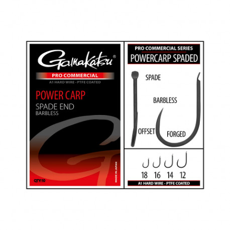 GAMAKATSU power carp spade Barbless hooks n°12
