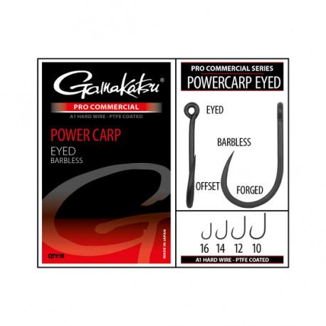 GAMAKATSU hooks power carp eyed Barbless n°10