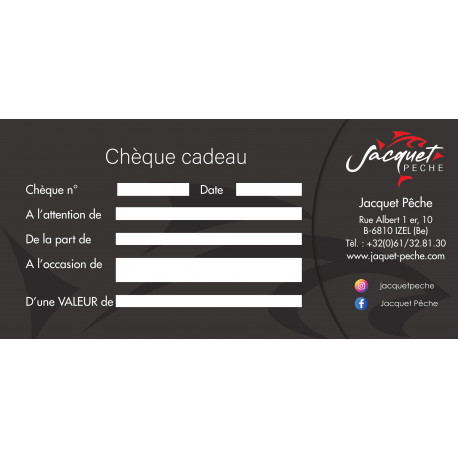 Chèque cadeau JACQUET PÊCHE 30€