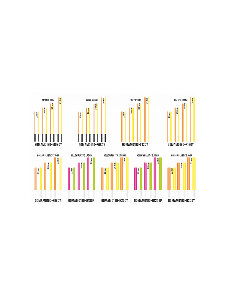 GARBOLINO hollow plastic antennas- 1.8mm pink/green