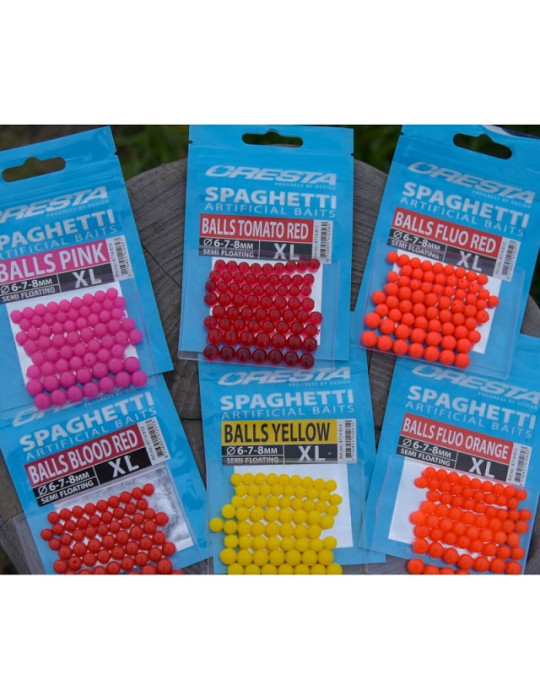 CRESTA magic spagheti balls 6/7/8mm fluo red