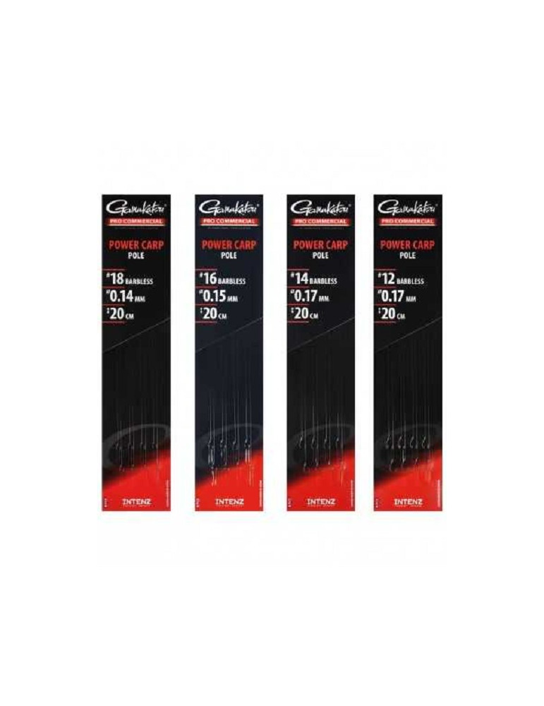 Bas de ligne GAMAKATSU power carp 20cm hamecon 18- 0.14mm intenz