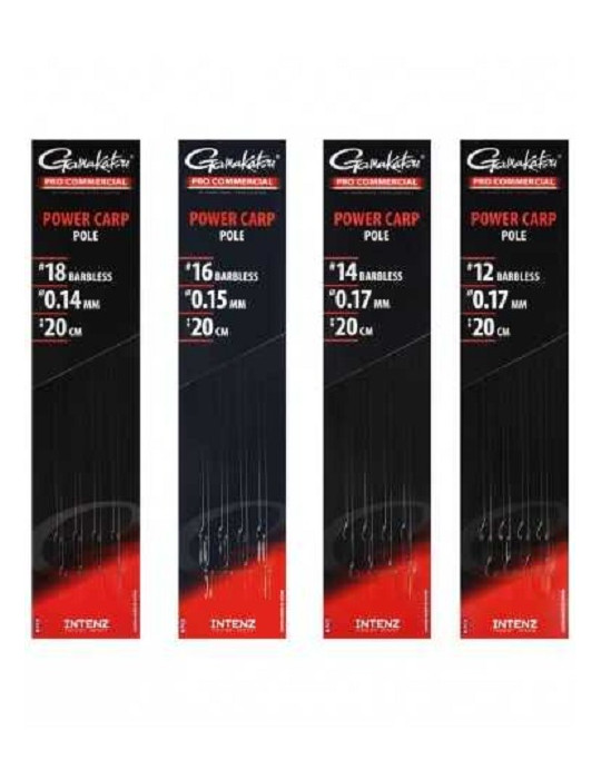 Bas de ligne GAMAKATSU power carp 20cm hamecon 18- 0.14mm intenz
