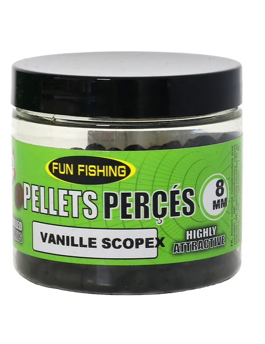 Pellets percés FUN FISHING vanille scopex- 8mm