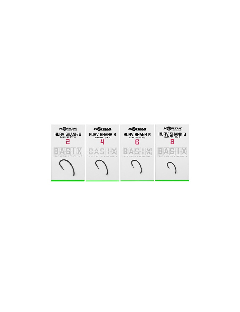 Hameçons KORDA Basix kurv shank barbless n°2