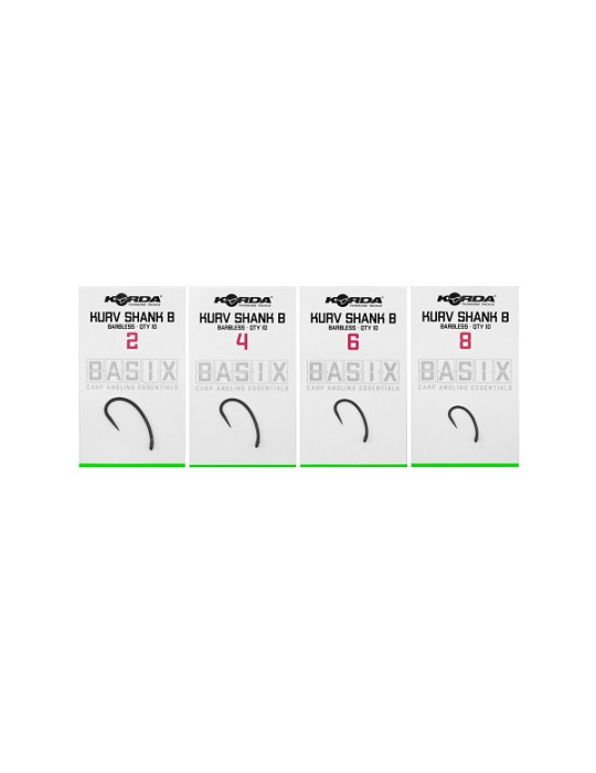 Hameçons KORDA Basix kurv shank barbless n°2