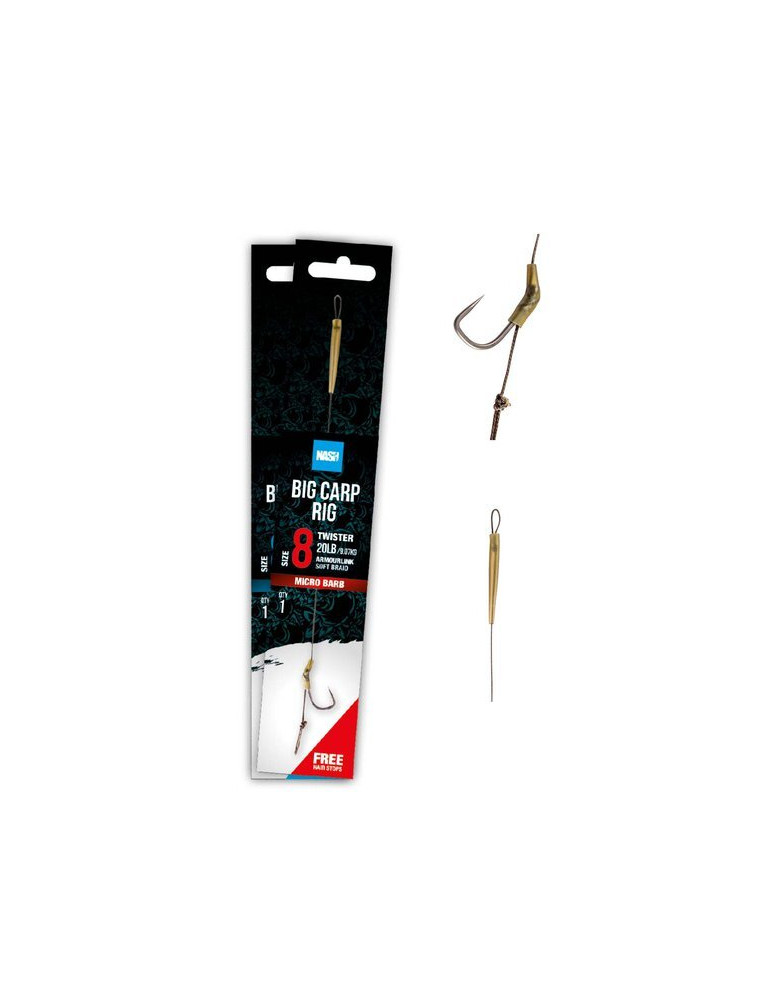 Bas de ligne NASH big carp rig barbless 6- 20lbs
