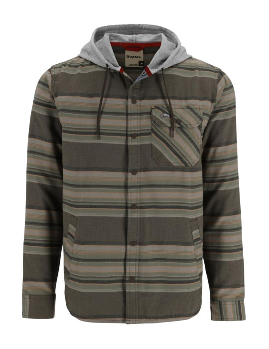 Chemise Hoody SIMMS Santee Flannel Hoody Hickory Dol.Blanket Stripe M