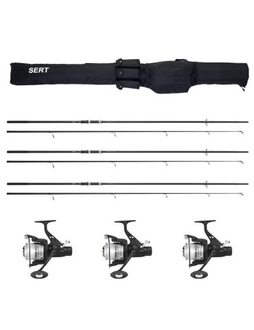 Ensemble SRT 3 cannes carpes 12'- 3lbs + moulinets débraybles