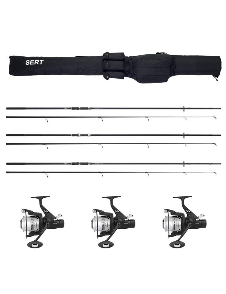 Ensemble SRT 3 cannes carpes 12'- 3lbs + moulinets débraybles