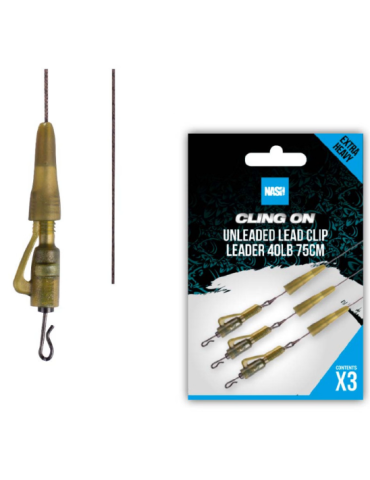 Cling on Unleaded Clip Leader NASH 40lb 75cm