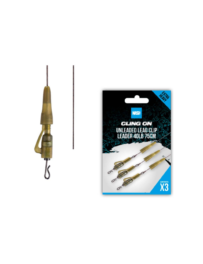 Cling on Unleaded Clip Leader NASH 40lb 75cm