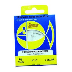 Bas de ligne SENSAS Forgé bronzé renversé 50cm n°6  0.22mm